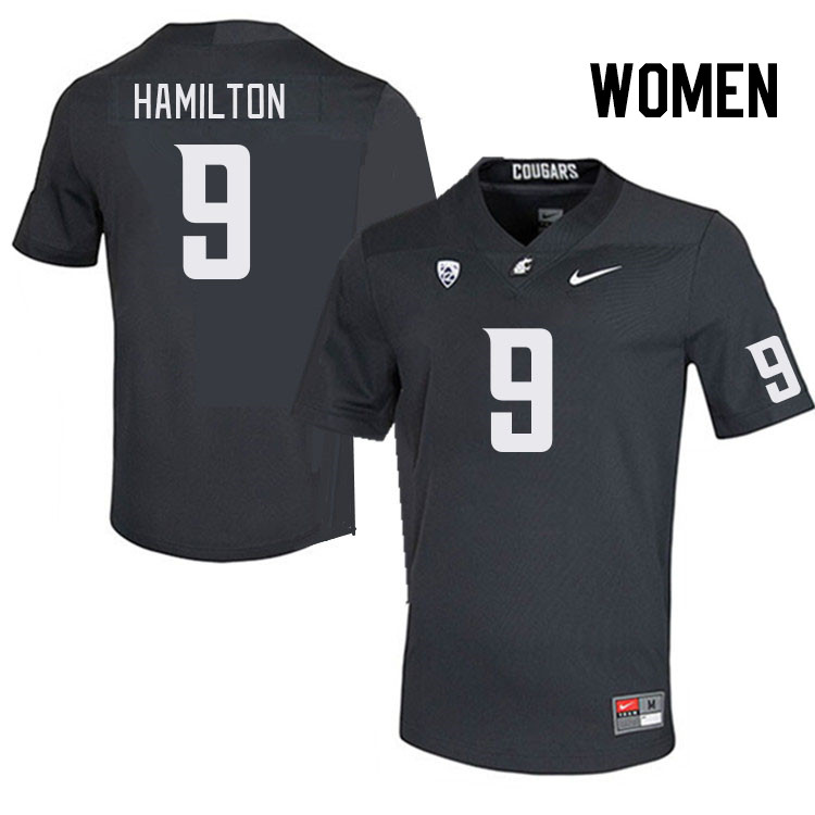 Women #9 Isaiah Hamilton Washington State Cougars College Football Jerseys Stitched Sale-Charcoal - Click Image to Close